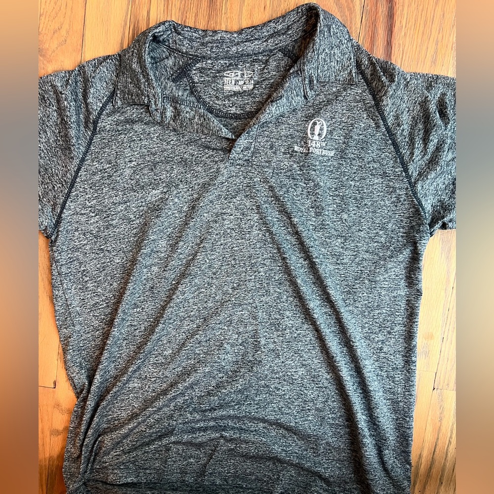 Gray boys golf polo shirt with Royal Portrush logo (Ireland)